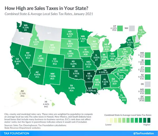 map of states with the lowest sales tax | tax benefits of living in wyoming